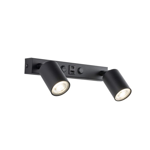 Kinkiet nowoczesny elegancki reflektory metalowe tuba czarny TK Lighting Top 10277 2x10W GU10