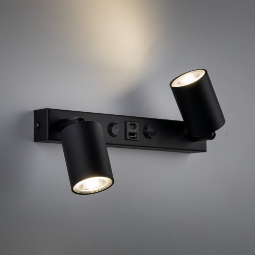 Kinkiet nowoczesny elegancki reflektory metalowe tuba czarny TK Lighting Top 10277 2x10W GU10
