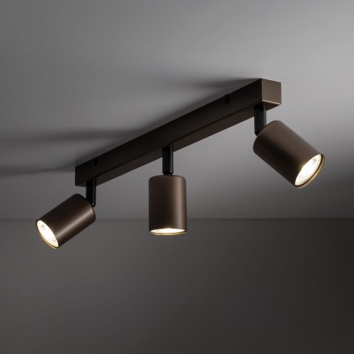 Plafon nowoczesny elegancki reflektory metalowe tuba brązowy TK Lighting Top 6181 3x10W GU10