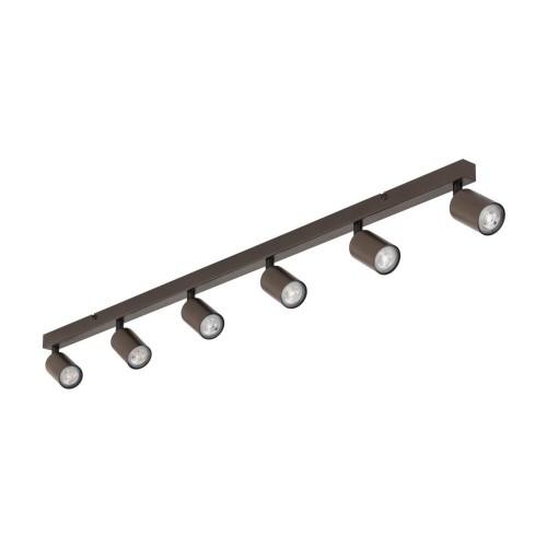 Plafon nowoczesny elegancki reflektory metalowe tuba brązowy TK Lighting Top 6183 6x10W GU10
