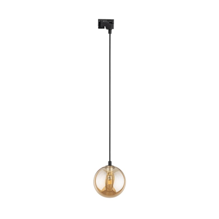 Lampa wisząca do systemu szynowego 1-fazowego Tracer nowoczesny loft klosz szklany kula bursztynowa czarna TK Lighting Tracer 4928 1x6W G9