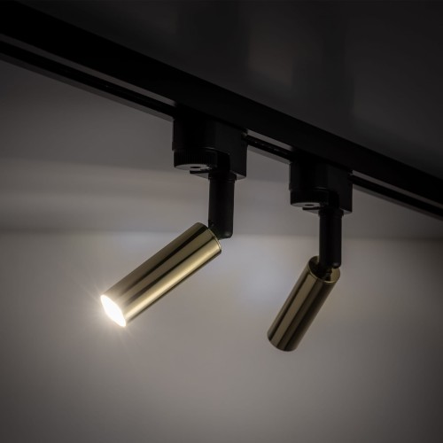 Reflektor do systemu szynowego 1-fazowego Tracer nowoczesny loft metalowy tuba złoty czarny TK Lighting Tracer 6616 1x6W G9