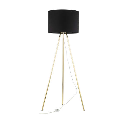 Lampa podłogowa nowoczesna elegancka loft glamour pręty abażur materiałowy złota czarna TK Lighting Umberto 6635 1x15W E27