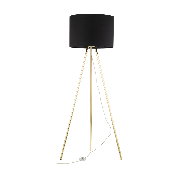 Lampa podłogowa nowoczesna elegancka loft glamour pręty abażur materiałowy złota czarna TK Lighting Umberto 6635 1x15W E27