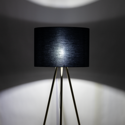 Lampa podłogowa nowoczesna elegancka loft glamour pręty abażur materiałowy złota czarna TK Lighting Umberto 6635 1x15W E27