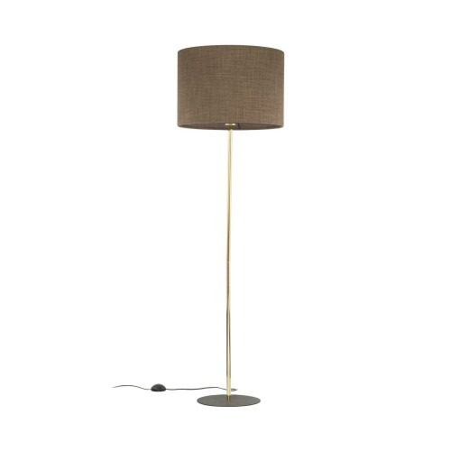 Lampa podłogowa nowoczesna elegancka loft glamour abażur materiałowy brązowa złota TK Lighting Umberto 16031 1x15W E27