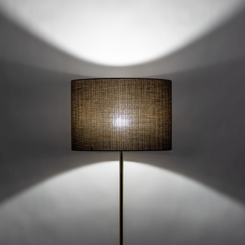 Lampa podłogowa nowoczesna elegancka loft glamour abażur materiałowy brązowa złota TK Lighting Umberto 16031 1x15W E27