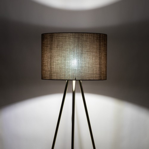 Lampa podłogowa nowoczesna elegancka loft glamour pręty abażur materiałowy brązowa złota TK Lighting Umberto 16032 1x15W E27