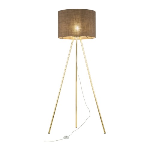 Lampa podłogowa nowoczesna elegancka loft glamour pręty abażur materiałowy brązowa złota TK Lighting Umberto 16032 1x15W E27