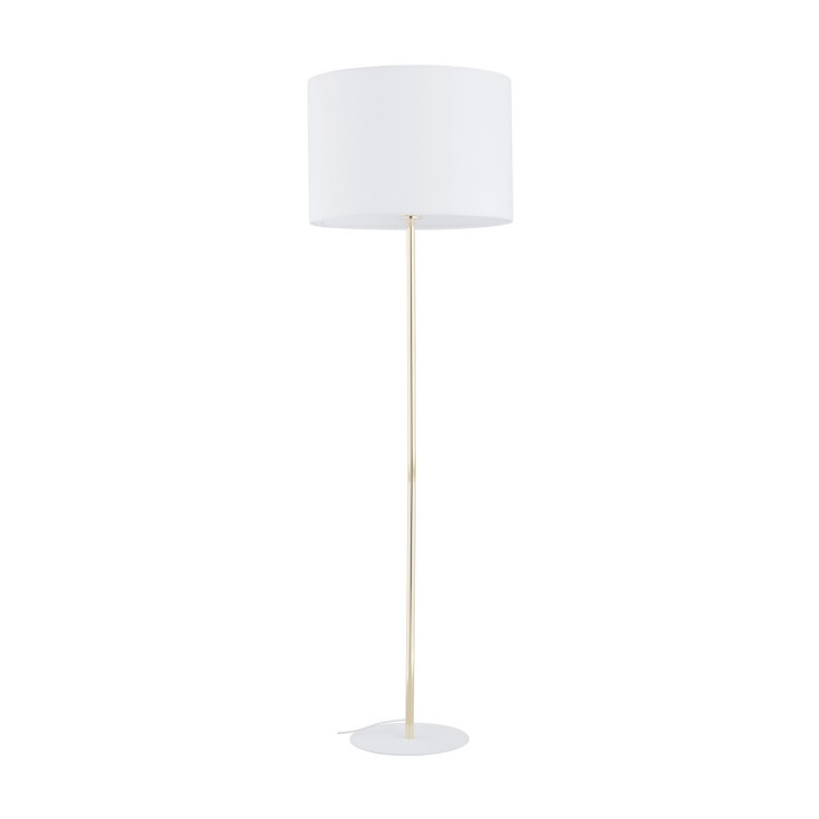 Lampa podłogowa nowoczesna elegancka loft glamour abażur materiałowy biała złota TK Lighting Umberto 16033 1x15W E27