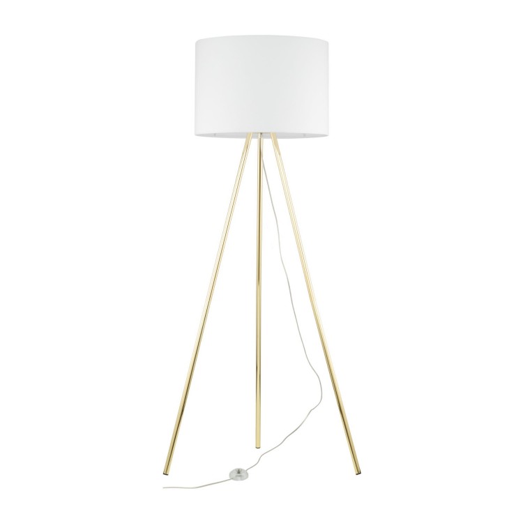 Lampa podłogowa nowoczesna elegancka loft glamour pręty abażur materiałowy biała złota TK Lighting Umberto 6637 1x15W E27