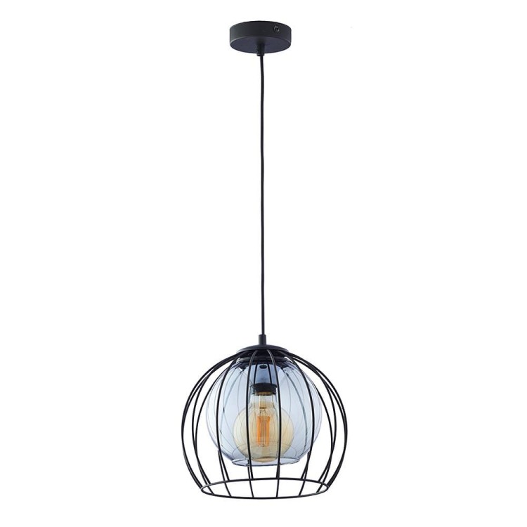 Lampa wisząca druciany metalowy klosz TK Lighting Universo 3154 1x16W E27 26cm czarna grafitowa