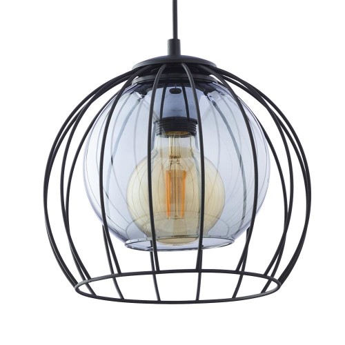 Lampa wisząca druciany metalowy klosz TK Lighting Universo 3154 1x16W E27 26cm czarna grafitowa