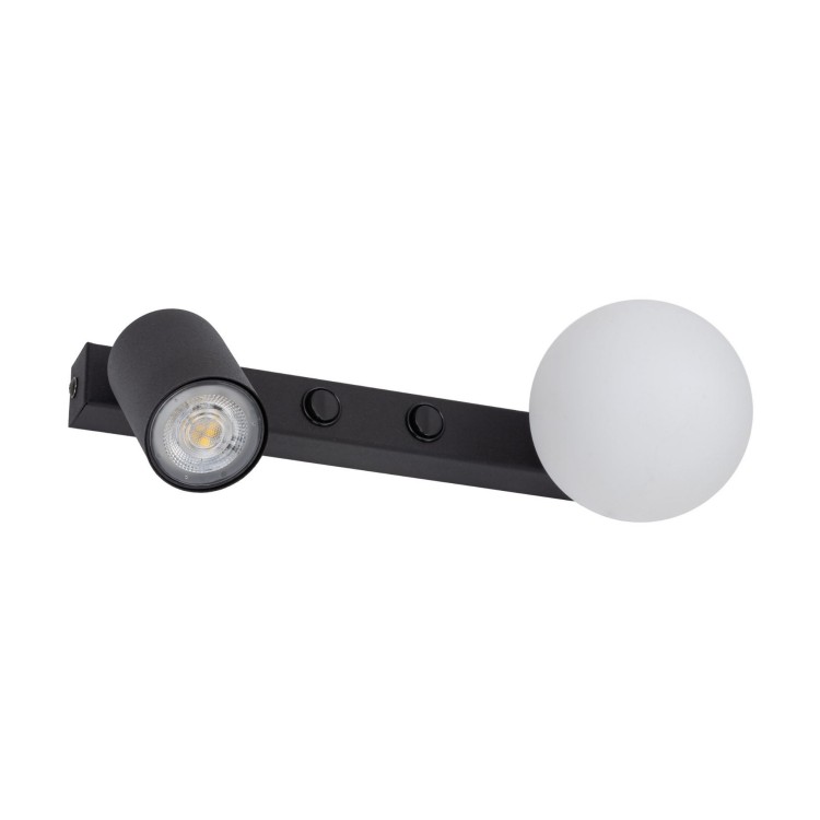Kinkiet nowoczesny industrialny loft reflektor klosz szklany kula z włącznikiem czarny biały TK Lighting Vox 10148 1x10W GU10 1x6W G9