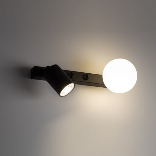 Kinkiet nowoczesny industrialny loft reflektor klosz szklany kula z włącznikiem czarny biały TK Lighting Vox 10148 1x10W GU10 1x6W G9