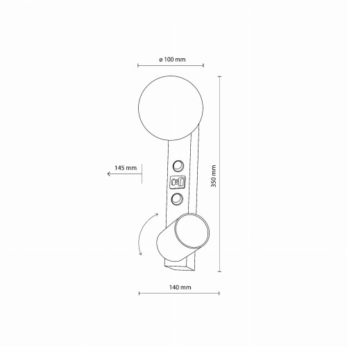 Kinkiet nowoczesny industrialny loft reflektor klosz szklany kula z włącznikiem czarny biały TK Lighting Vox 10152 1x10W GU10 1x6W G9