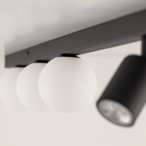 Plafon nowoczesny industrialny loft reflektory klosz szklany kule czarny biały TK Lighting Vox 10003 3x10W GU10 3x6W G9