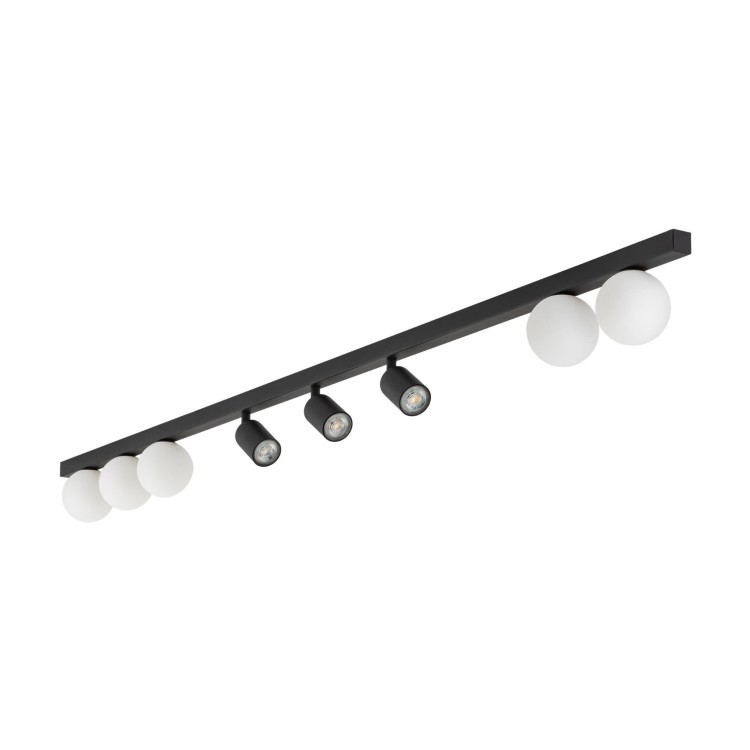 Plafon nowoczesny industrialny loft reflektory klosz szklany kule czarny biały TK Lighting Vox 10004 5x10W GU10 3x6W G9