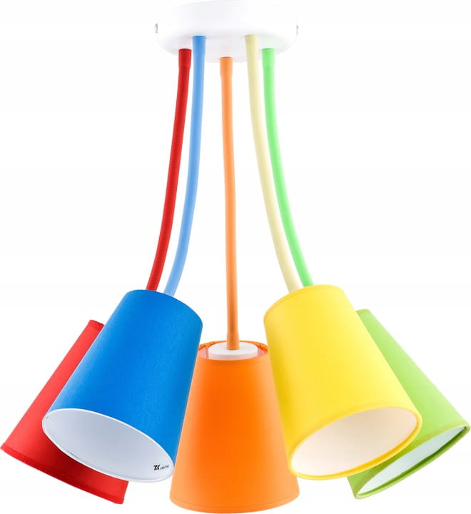 Lampa wisząca kolorowe abażury Wire tuba wielokolorowy TK Lighting 2107 E27 5X15W