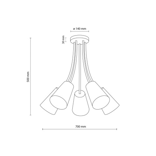 Lampa wisząca kolorowe abażury Wire tuba wielokolorowy TK Lighting 2107 E27 5X15W