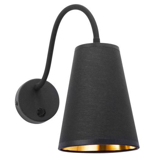 Kinkiet lampa ścienna nowoczesny z abażurem z włącznikiem TK Lighting Wire gold 826 1x15W E27 czarny złoty