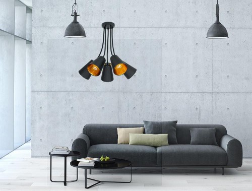 Kinkiet lampa ścienna nowoczesny z abażurem z włącznikiem TK Lighting Wire gold 826 1x15W E27 czarny złoty