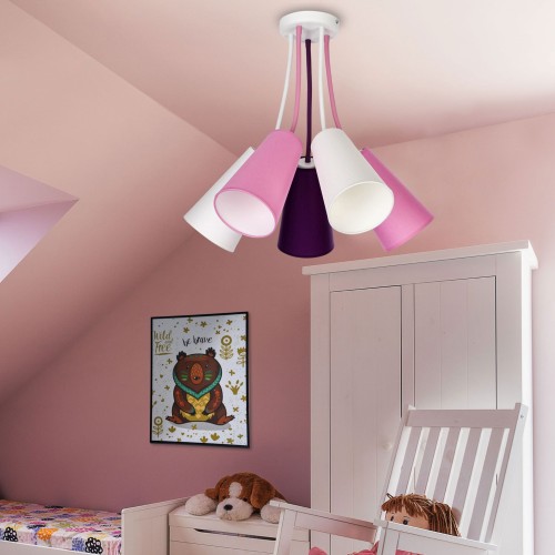 TK Lighting Wire kids 1712 plafon lampa sufitowa 5x15W E27 biały multikolorowy
