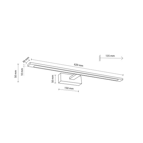 Kinkiet galeria nad lustro belka nowoczesny metalowy podłużny chrom TK Lighting Gallery 18003 1x20W LED 4000K