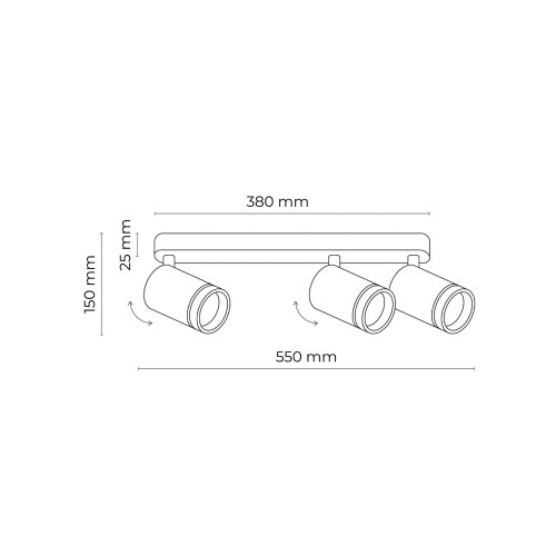 Plafon nowoczesny industrialny loft reflektory metalowe tuba biały TK Lighting Jet 6915 3x10W GU10