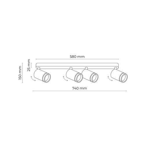 Plafon nowoczesny industrialny loft reflektory metalowe tuba biały TK Lighting Jet 6917 4x10W GU10