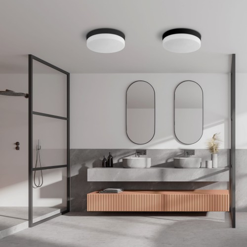 Plafon okrągły lampa sufitowa IP44 2x15W E27 Tk Lighting Pori Black 862 czarny biały