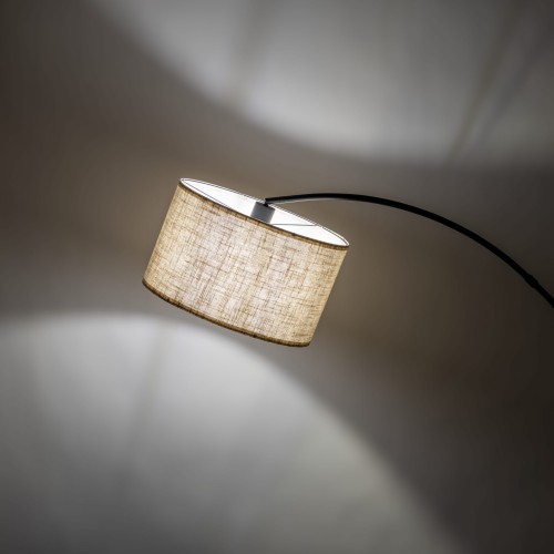 Lampa podłogowa nowoczesna boho łukowa abażur materiałowy czarna lniana TK Lighting Zenith 16023 1x15W E27