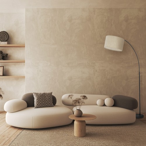Lampa podłogowa nowoczesna boho łukowa abażur materiałowy czarna lniana TK Lighting Zenith 16023 1x15W E27