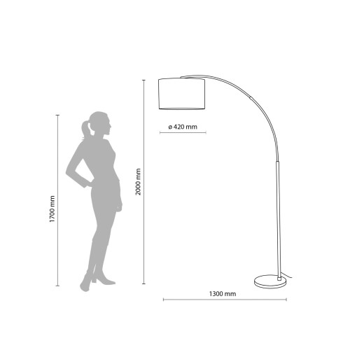 Lampa podłogowa nowoczesna boho łukowa abażur materiałowy czarna lniana TK Lighting Zenith 16023 1x15W E27