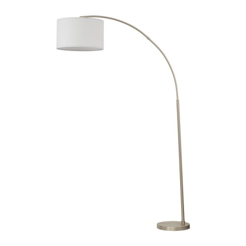 Lampa podłogowa nowoczesna boho łukowa abażur materiałowy nikiel biała TK Lighting Zenith 16022 1x15W E27