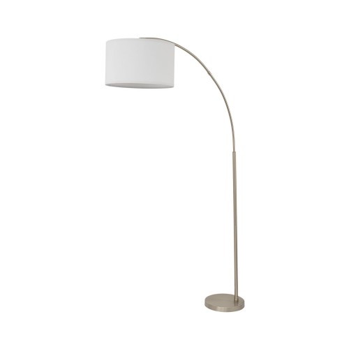 Lampa podłogowa nowoczesna boho łukowa abażur materiałowy nikiel biała TK Lighting Zenith 16022 1x15W E27
