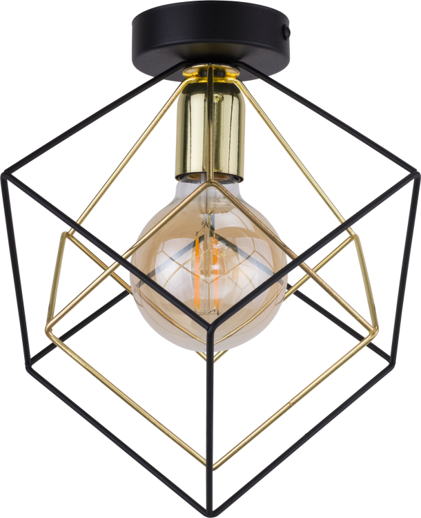 Plafon lampa sufitowa spot geometryczna metalowa klatka TK Lighting Alambre 2702 1x15W E27 czarny złoty