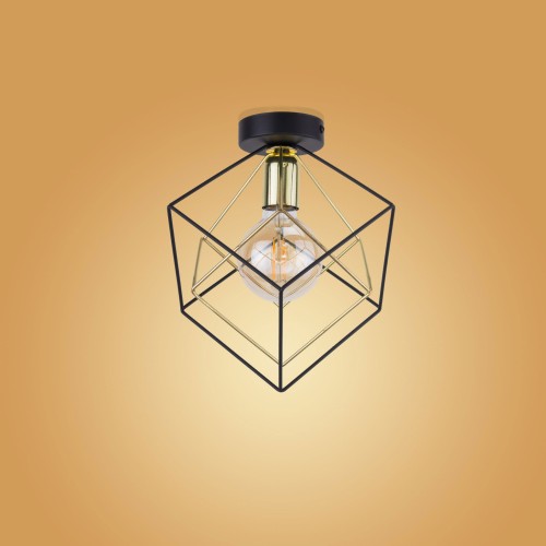 Plafon lampa sufitowa spot geometryczna metalowa klatka TK Lighting Alambre 2702 1x15W E27 czarny złoty