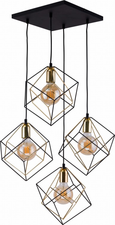 TK Lighting Alambre 2778 lampa wisząca oprawa 4x15W E27 czarna złota
