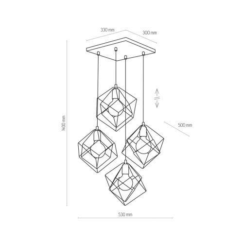 TK Lighting Alambre 2778 lampa wisząca oprawa 4x15W E27 czarna złota