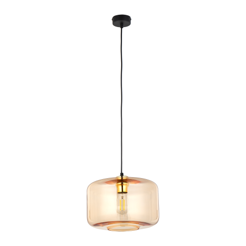 Lampa wisząca nowoczesna elegancka glamour loft industrialna klosz szklany bursztynowa czarna TK Lighting Alma 4900 1x15W E27