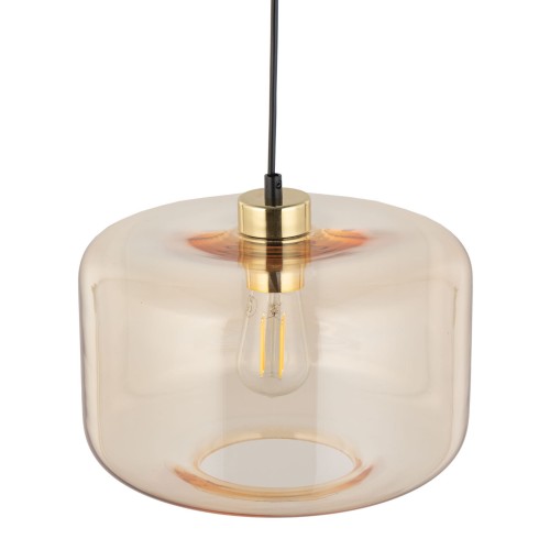 Lampa wisząca nowoczesna elegancka glamour loft industrialna klosz szklany bursztynowa czarna TK Lighting Alma 4900 1x15W E27