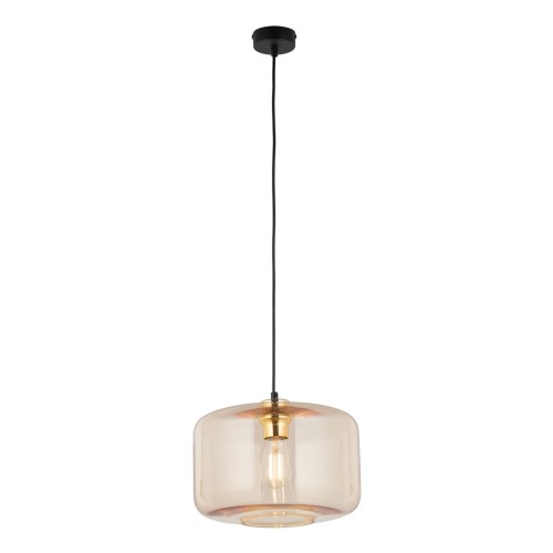 Lampa wisząca nowoczesna elegancka glamour loft industrialna klosz szklany bursztynowa czarna TK Lighting Alma 4900 1x15W E27