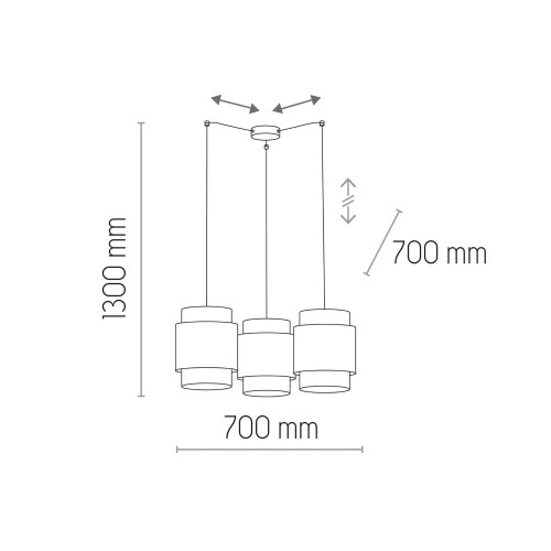 Tk Lighting Boho 6549 lampa wisząca pająk z abażurami rattanowymi 3x15W E27 czarna słomkowa
