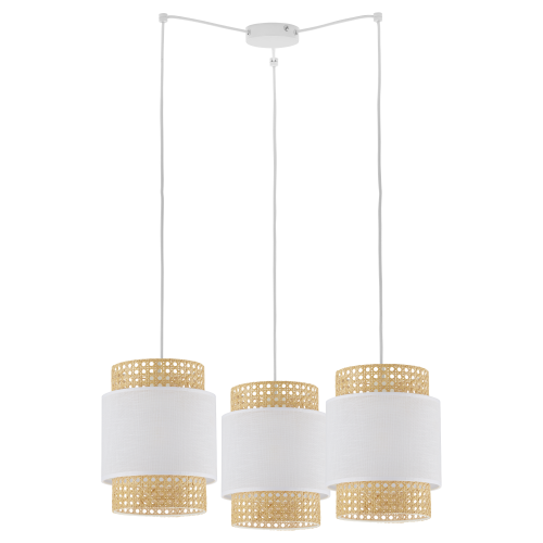 Tk Lighting Boho 6537 Lampa wisząca z abażurami rattanowymi 3x60W E27 biała słomkowa