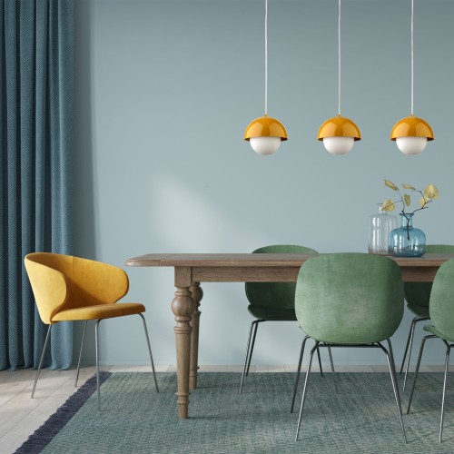 Lampa wisząca nowoczesna skandynawska klosz metalowy miska ochra biała TK Lighting Bono 10265 1x8W G9