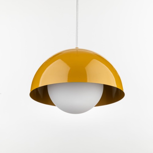 Lampa wisząca nowoczesna skandynawska klosz metalowy miska ochra biała TK Lighting Bono 10275 1x15W E27