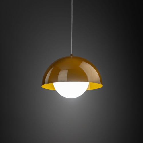 Lampa wisząca nowoczesna skandynawska klosz metalowy miska ochra biała TK Lighting Bono 10275 1x15W E27