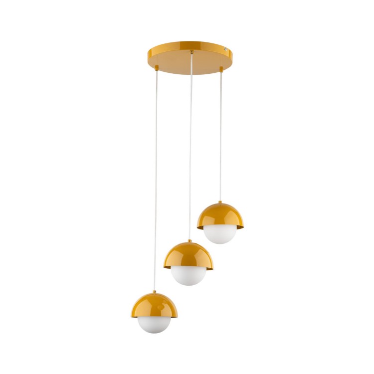 Lampa wisząca nowoczesna skandynawska klosz metalowy miska ochra biała TK Lighting Bono 10266 3x8W G9