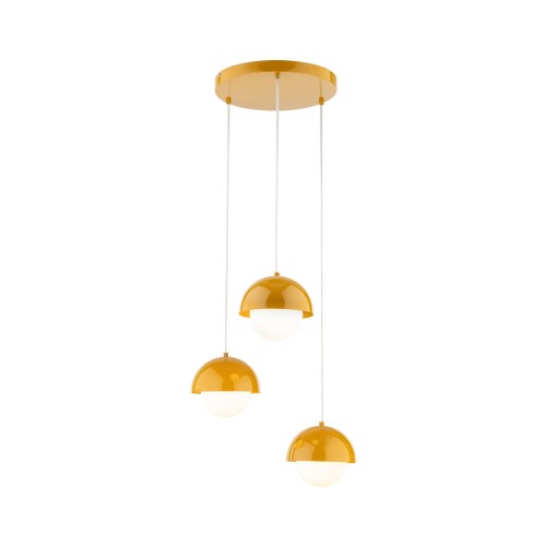 Lampa wisząca nowoczesna skandynawska klosz metalowy miska ochra biała TK Lighting Bono 10266 3x8W G9